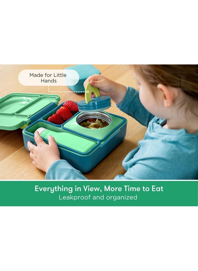 OMIE صندوق أومي أومي للأطفال - صندوق غداء معزول مع جرة طعام مقاومة للتسرب - 3 أقسام، 2 منطقة حرارة - (ميدو) (مفرد) - Image 4