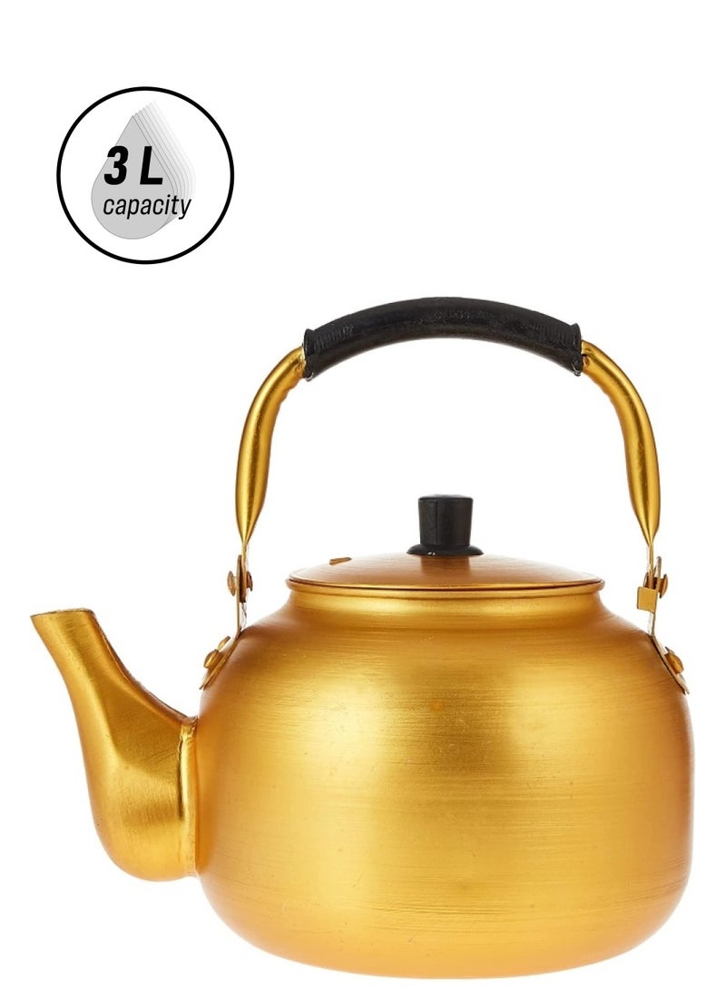 GO2CAMPS Yellow Kettle 3 Litre | Stove Top Tea Kettle, en Kettle, Karak Kettle, Camping Kettle, Coffee Aluminium Pot Ideal for Home Office, Camping & Hotel (3 Litre) - Image 1