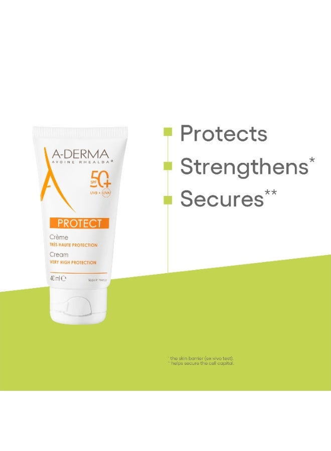 A-DERMA A Derma Protect Sunscreen Cream Spf 50+ 40ml - Image 2