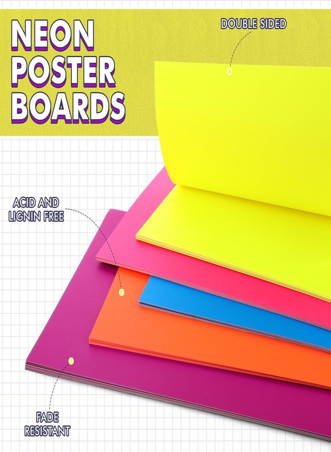 Fuyoooo 100 Pack Neon Poster Board 11" x 14" Assorted Colored Cardstock - Bulk Construction Paper for Creative Crafts, Business Presentations, Graphic Displays, Art Projects & Sign Making - Image 3