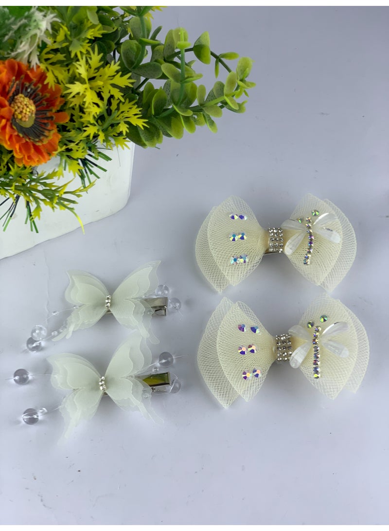 Girls Hair Clips Set (Bows & Butterflies) – 4 Pieces, Elegant Design & High Quality - Image 3