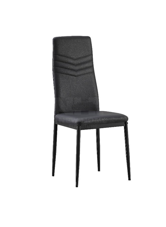 New Home Furniture NHF-66 5 Piece Dining Table Set with 4 Chairs, Marble Top with Copper Veins, High Back Leatherette Chairs, Modern Metal Frame - Image 3