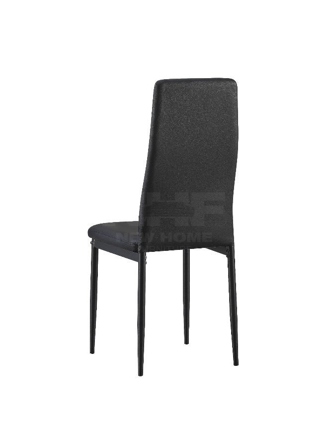 New Home Furniture NHF-66 5 Piece Dining Table Set with 4 Chairs, Marble Top with Copper Veins, High Back Leatherette Chairs, Modern Metal Frame - Image 4
