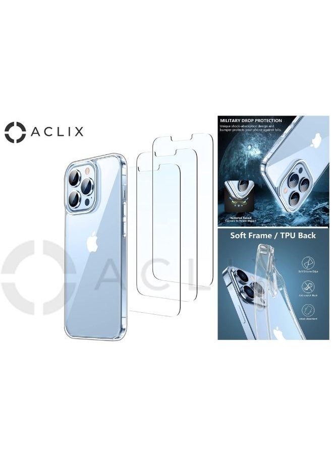 ACLIX IPhone 14 Pro Max with A Glass Screen Protector 6.7 inch Shockproof Protective Case, Soft Scratch-Resistant Protection Case, Slim Transparent Thin Case for IPhone 14 Pro Max Pack of 4 