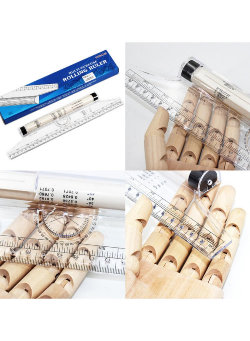 1PC 30سم/12 بوصة مسطرة بلاستيكية متعددة الوظائف مزودة بفتحات دائرية وبيضاوية - مع مقياس واضح ومنقلة وصيغ هندسية - أداة رسم متوازي للفنانين والطلاب والمصممين - Image 5