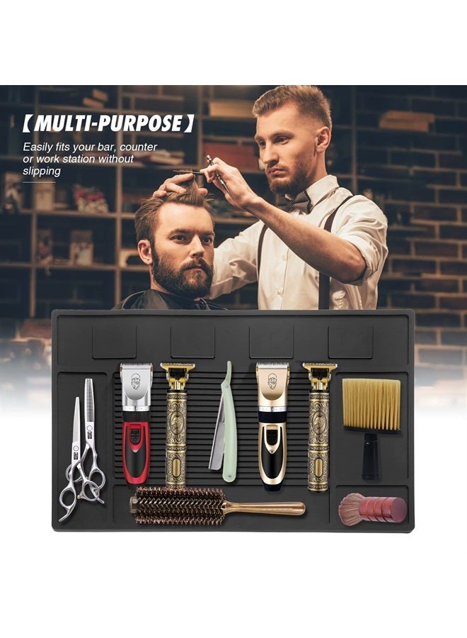 MoyRetty Magnetic Barber Organizer Mat for Clippers - Professional Anti-Slip Heat Resistant Silicone Pad with Salon Station Accessories for Hair Stylist Clippers Supplies (Black) - Image 1
