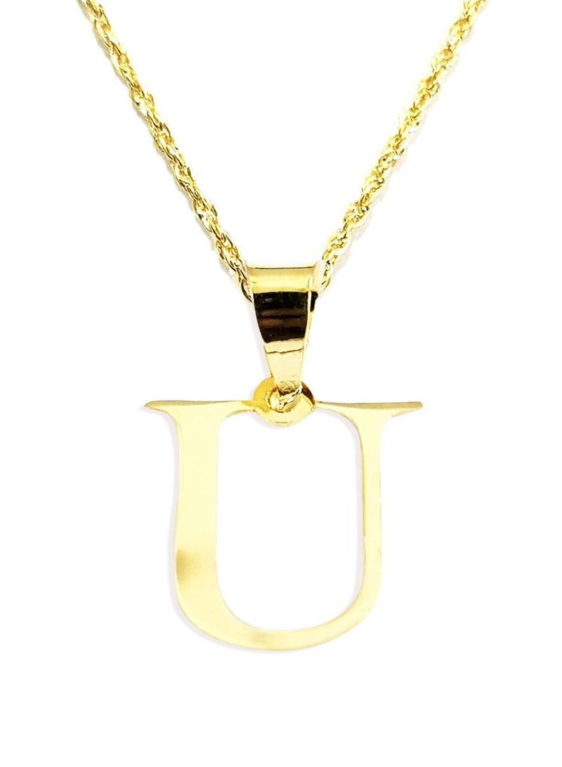 Hamsa.ae 18K Pure Gold Letter U Design Necklace For Women - Image 1