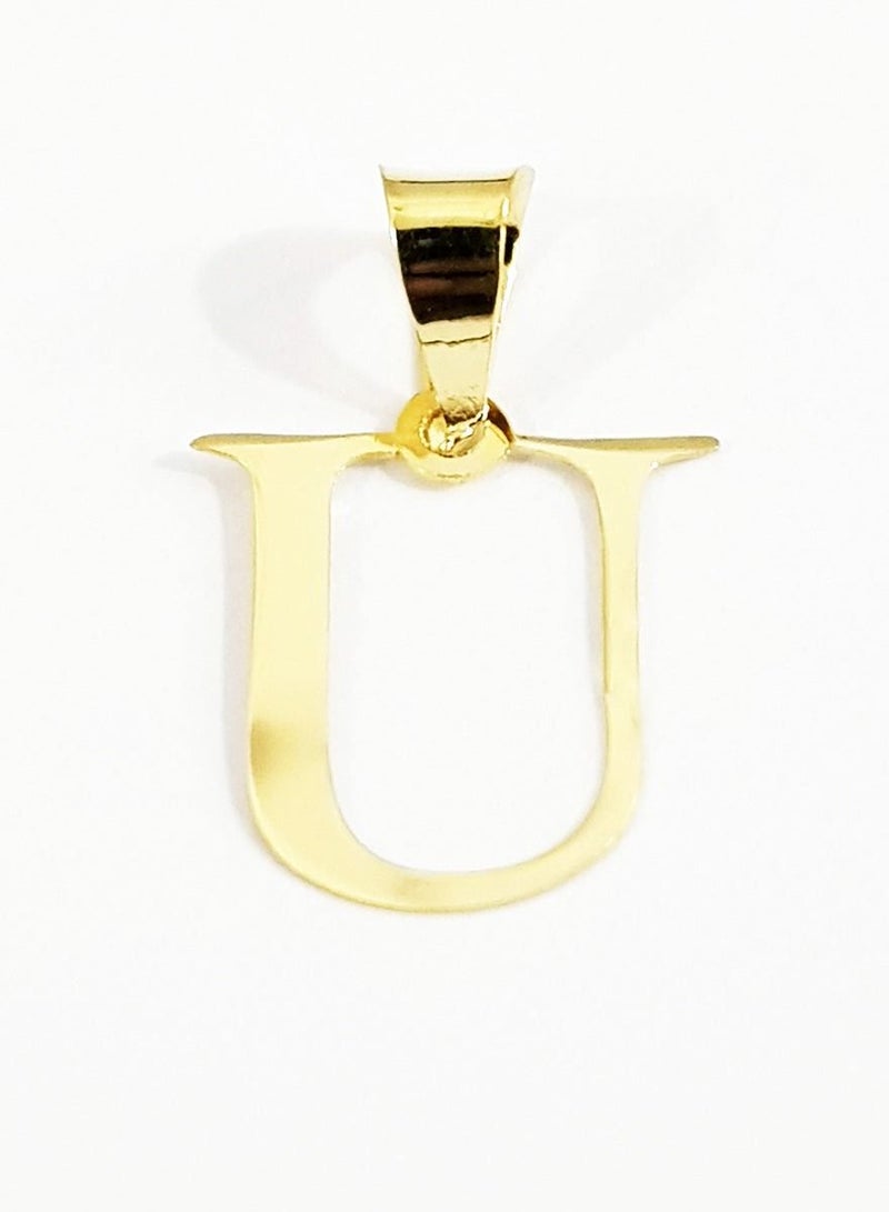 Hamsa.ae 18K Pure Gold Letter U Design Necklace For Women - Image 2