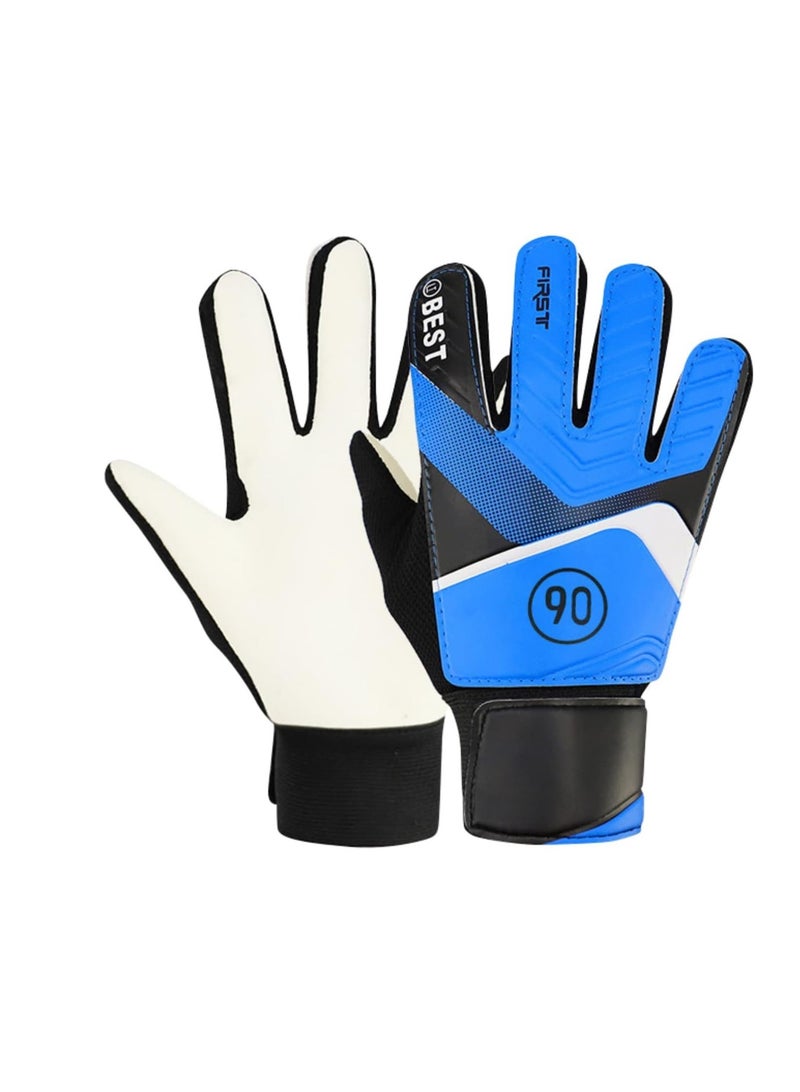 Generic Adjustable Goalkeeper Protective Equipment Gloves Adult Youth Goalkeeper Gloves Latex Anti-Collision Finger Protectors Goalkeeper Gloves Hand Guards (Blue Size 6, Suitable For Palm Length 16-17cm)  - Image 1