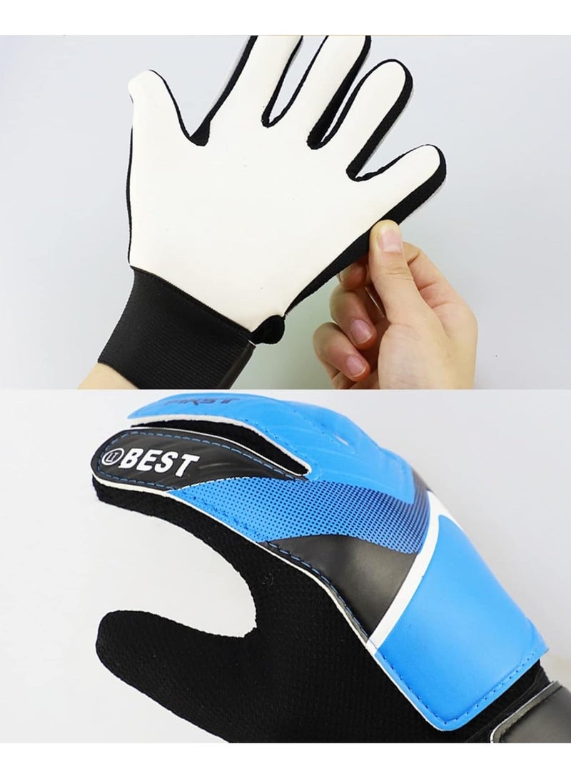 Generic Adjustable Goalkeeper Protective Equipment Gloves Adult Youth Goalkeeper Gloves Latex Anti-Collision Finger Protectors Goalkeeper Gloves Hand Guards (Blue Size 6, Suitable For Palm Length 16-17cm)  - Image 3