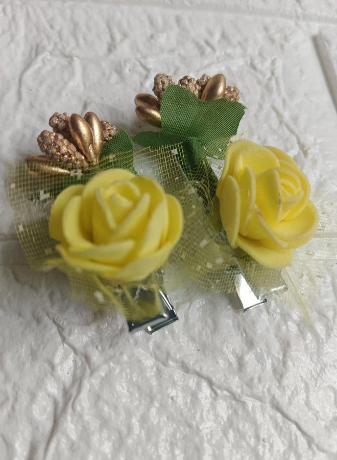 SP SELLPLUS Sellplus Yellow Rose Flower Hair Clip Stylish Hair Pins for women/girls/babies. (Design 5, 12) - Image 1