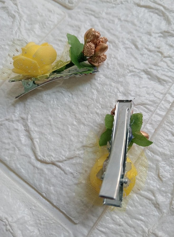 SP SELLPLUS Sellplus Yellow Rose Flower Hair Clip Stylish Hair Pins for women/girls/babies. (Design 5, 12) - Image 3
