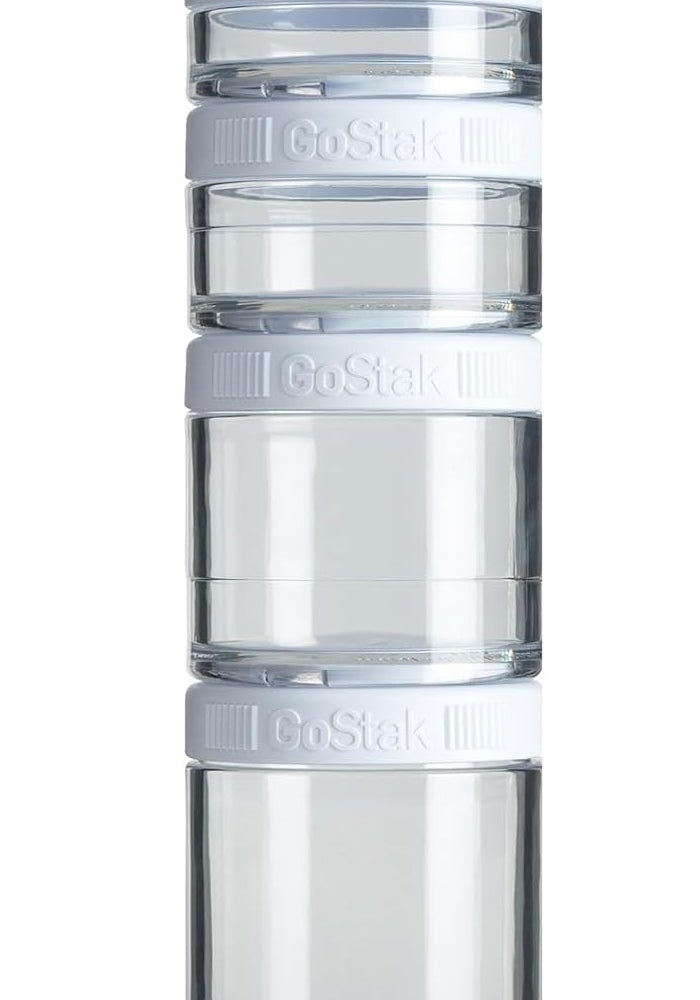 BlenderBottle GoStak Food Storage Containers, 4-Piece Starter Pak, White