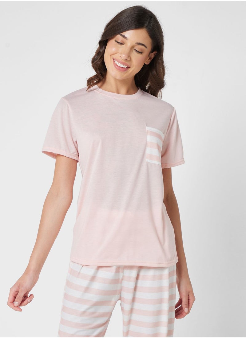 Ginger - Stripped T-Shirt Pyjama Set - Image 1