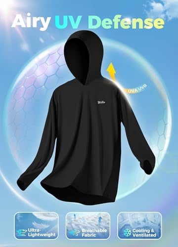 Willit هودي حماية من الشمس للنساء UPF 50+ من ويليت قميص طويل الأكمام للتنزه والصيد في الهواء الطلق هودي خفيف الوزن باللون الأسود S - Image 5