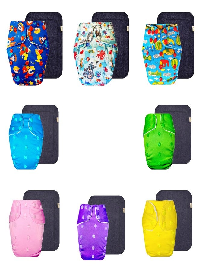 حفاضات قماشية فاخرة من دمبلدو مع حشوة سوداء (عبوة من 8 قطع) | مضادة للحساسية | مانعة للتسرب | أزرار كبس قابلة للتعديل | تغيير حفاضات بدون قلق | من 3 أشهر إلى 3 سنوات | للجنسين - Image 1