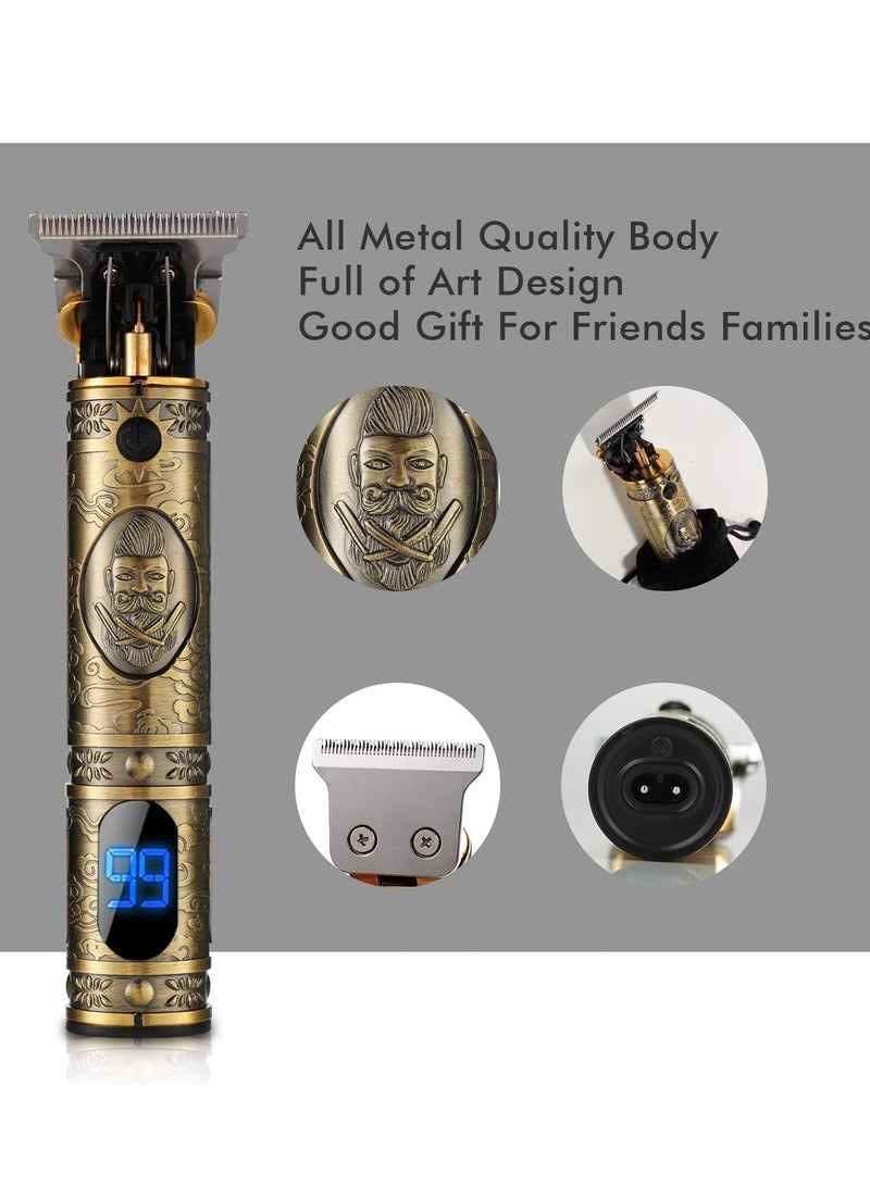 Upgraded Hair Trimmer Beard Clippers for Men Professional USB Electric Hair Clippers for Hair Cutting T Blade Gold Trimmers Pro Li Cordless Outliner Zero Gaped - Image 3