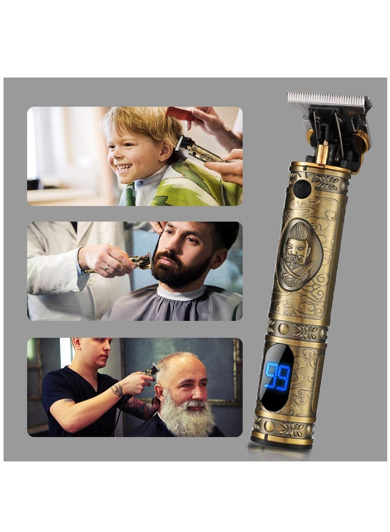 Upgraded Hair Trimmer Beard Clippers for Men Professional USB Electric Hair Clippers for Hair Cutting T Blade Gold Trimmers Pro Li Cordless Outliner Zero Gaped - Image 2