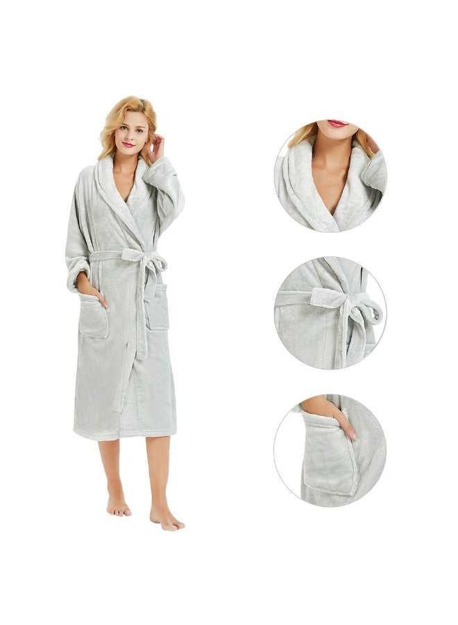DESINO Unisex Bathrobes, Premium Bathrobes, Soft Flannel Long Bathrobes, Thick Robes For Men And Women, Pajamas, Home Shawl Robes, Spa Bathrobes - Image 5