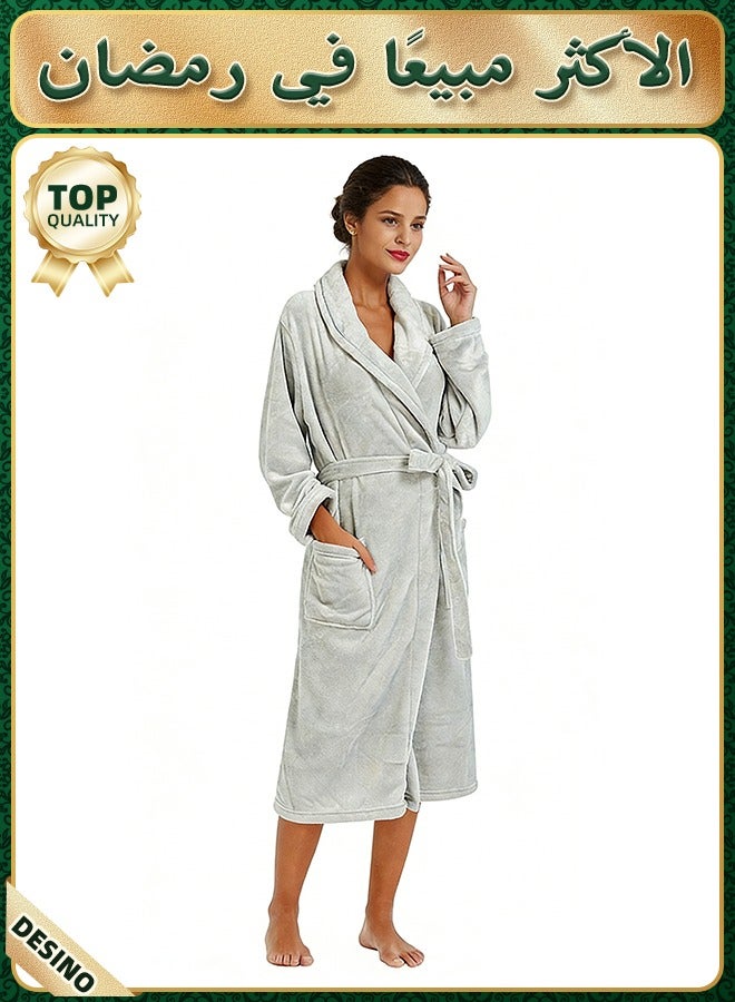 DESINO Unisex Bathrobes, Premium Bathrobes, Soft Flannel Long Bathrobes, Thick Robes For Men And Women, Pajamas, Home Shawl Robes, Spa Bathrobes - Image 1