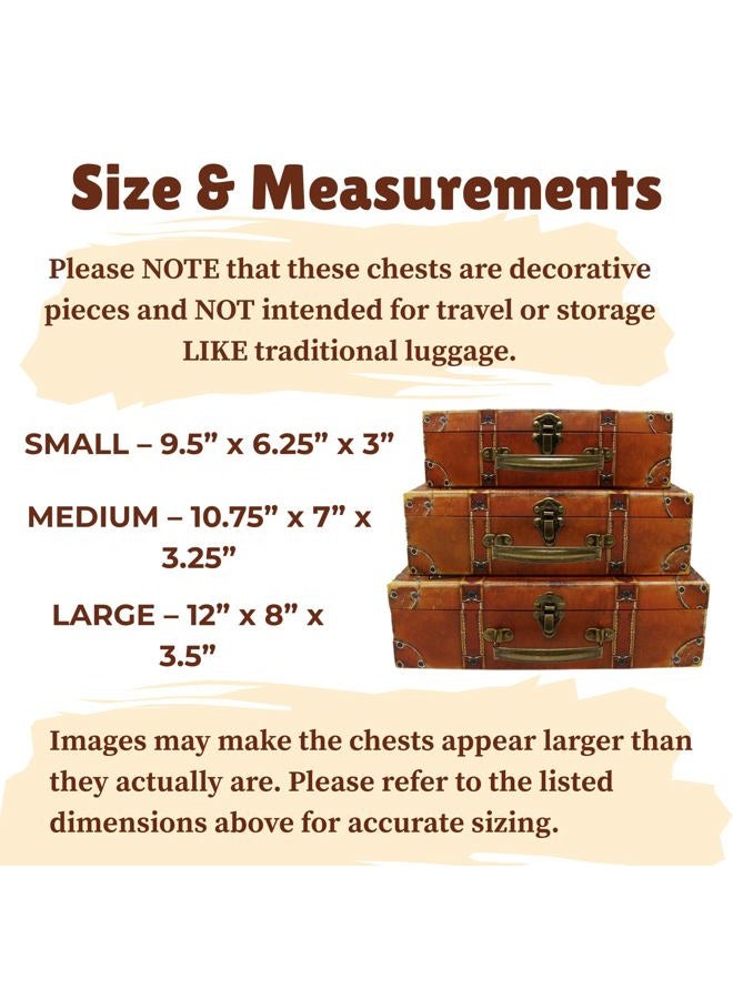Blue Orchards Decorative Travel Themed Chest Paperboard Boxes (Set of 3) - Small Stackable Storage Chests for Jewelry - Chest Box for Themed Parties - Bedroom Display or Party Décor - Image 2