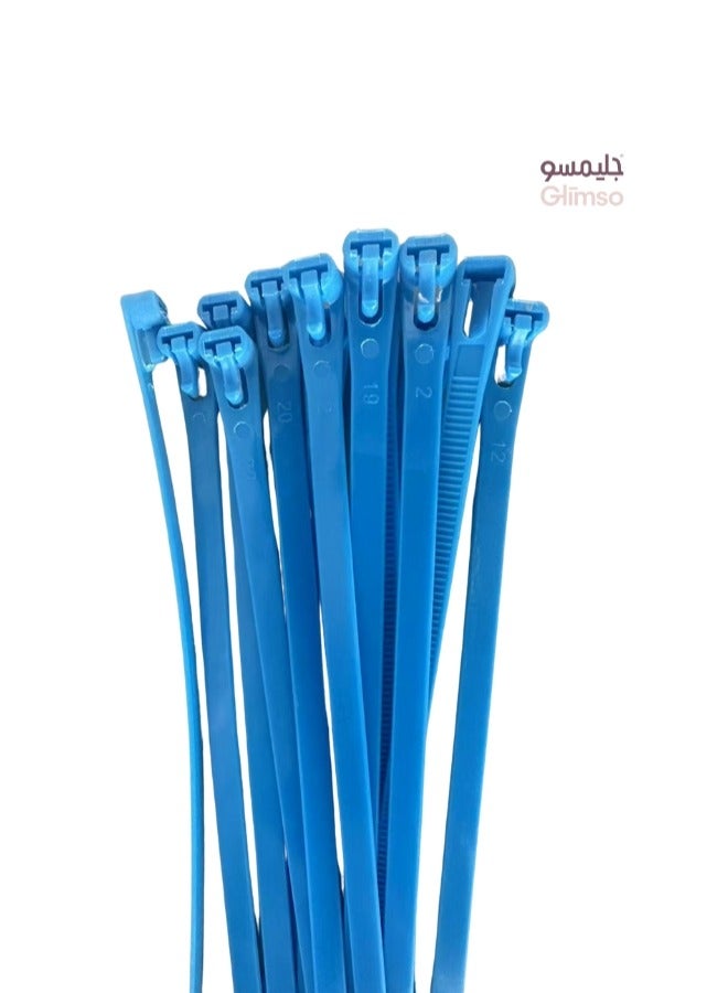 Professional Nylon Cable Ties 5x150mm - Blue Heavy Duty Zip Ties Pack of 100 - Industrial Strength Cable Management UAE  - Image 2