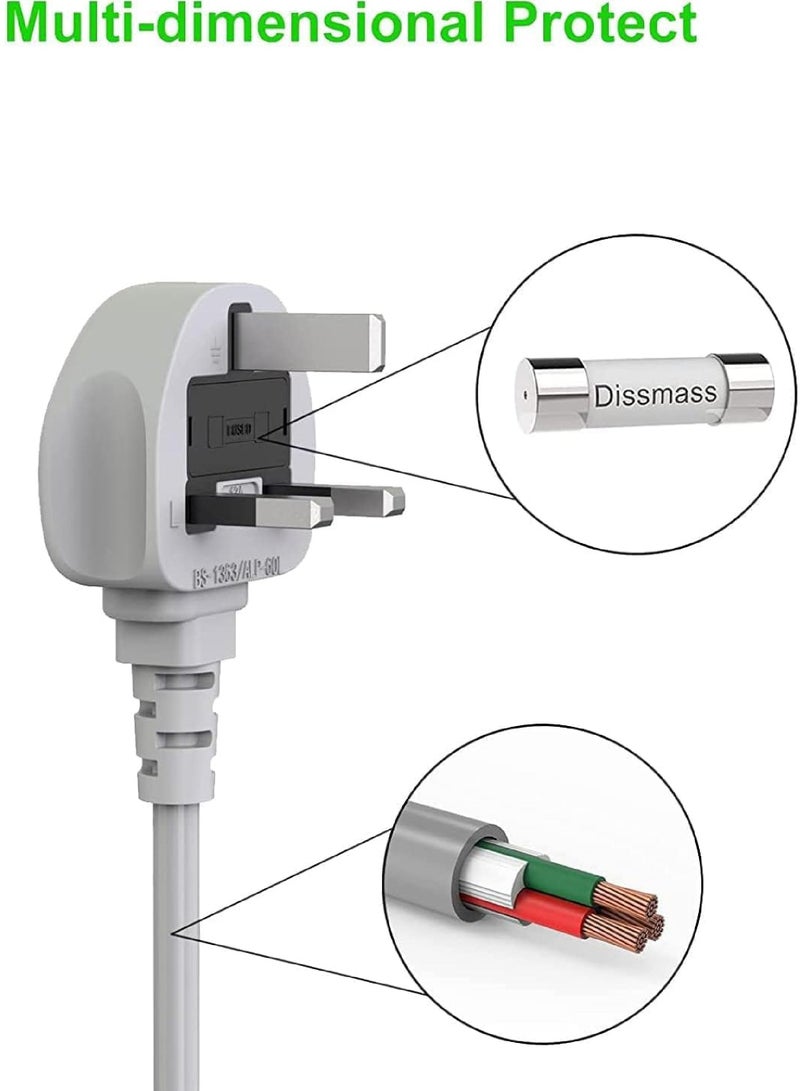 Rock Pow 2 meters Universal Extension Cord with 6 Power Socket and 3 USB + 1 PD Slots 6 Way Power Strip with USB type C PD Charging slot Extension Lead 2 meter(6S+3U+1PD 2M) - Image 5