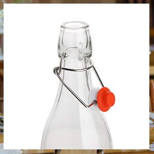 ARUZEN Flip Top Glass Bottle 1 Liter Pack of 6 Swing Top Brewing Bottle with Stopper for Beverages Oil Vinegar Kombucha Beer Water Soda Kefir Airtight Lid Leak Proof Cap Clear - Image 3