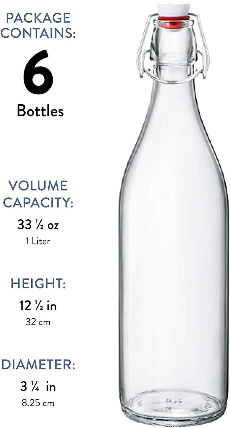 ARUZEN Flip Top Glass Bottle 1 Liter Pack of 6 Swing Top Brewing Bottle with Stopper for Beverages Oil Vinegar Kombucha Beer Water Soda Kefir Airtight Lid Leak Proof Cap Clear - Image 5