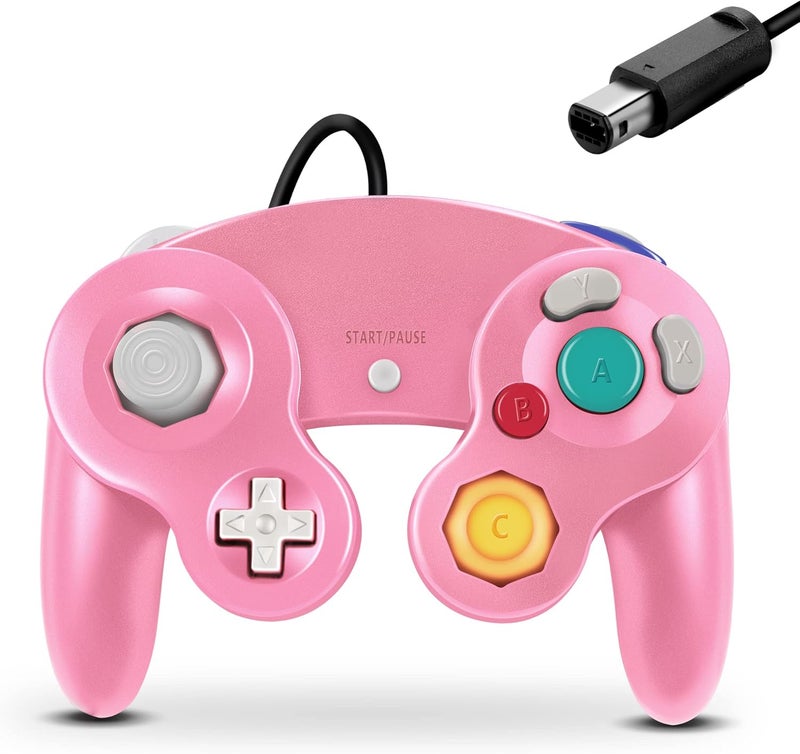 FIOTOK Gamecube Controller, Classic Wired Controller for Wii Nintendo Gamecube (Pink) - Image 1