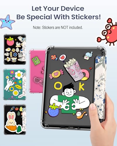 MoKo Case for All-new 7" Kindle Paperwhite 12th Gen 2024&Kindle Colorsoft Signature Edition 2024,Ultra Clear Soft Flexible Transparent TPU Back Cover Light Shell with Auto Wake/Sleep,White Blue Floral - Image 3