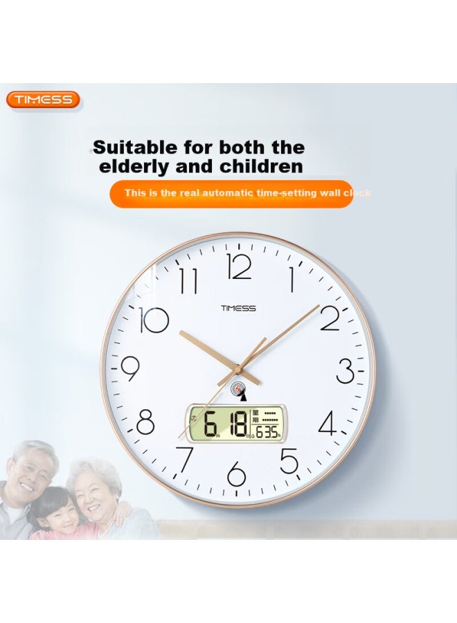 Timess Automatic Time Calibration Radio Controlled Wall Clock Living Room Clock Household Temperature And Humidity Classroom Clock 36Cm - Image 3