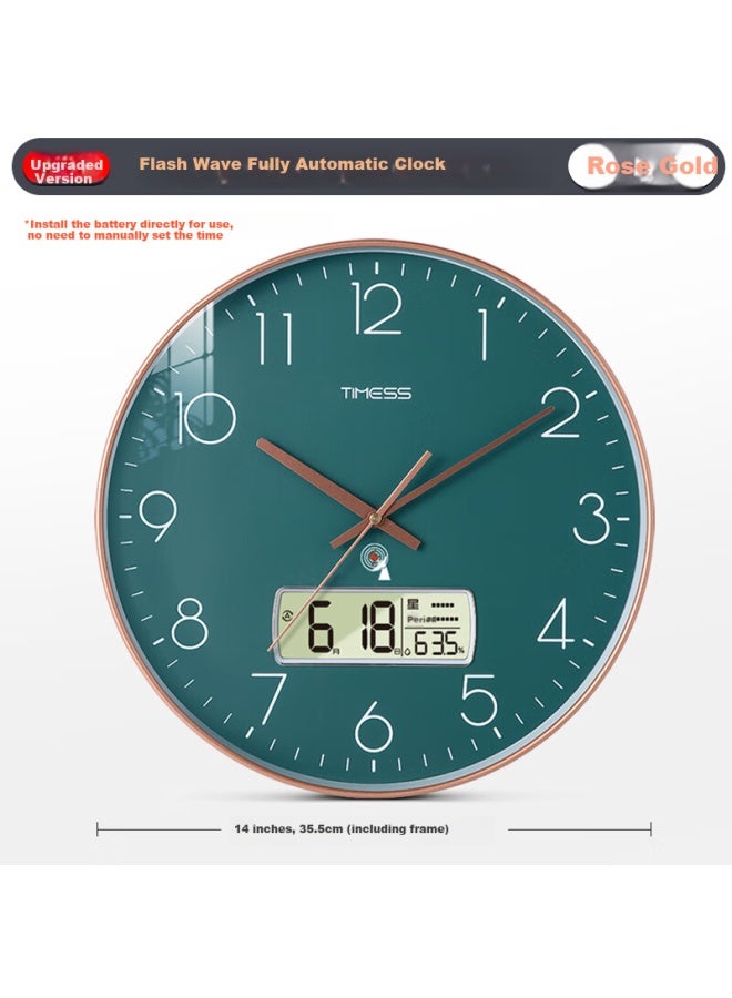Timess Automatic Time Calibration Radio Controlled Wall Clock Living Room Clock Household Temperature And Humidity Classroom Clock 36Cm - Image 1