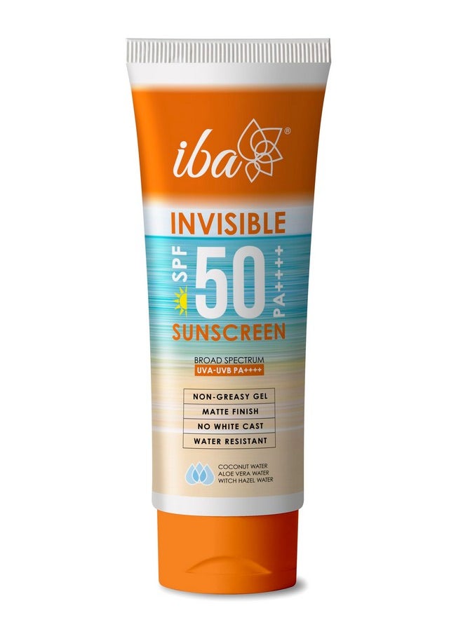 Iba Invisible Spf 50 Sunscreen Pa++++ For All Skin Types Gel Based Oil Free Matte Finish Paraben Free | Halal Certified & Vegan | White - 100Gm  - Image 1