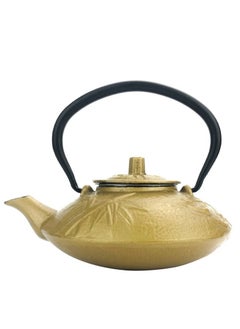 Tea Lovers Delight Stylish and Functional Cast Iron Teapot with Infuser for Loose Leaf and Tea Bags 0.65L Gold