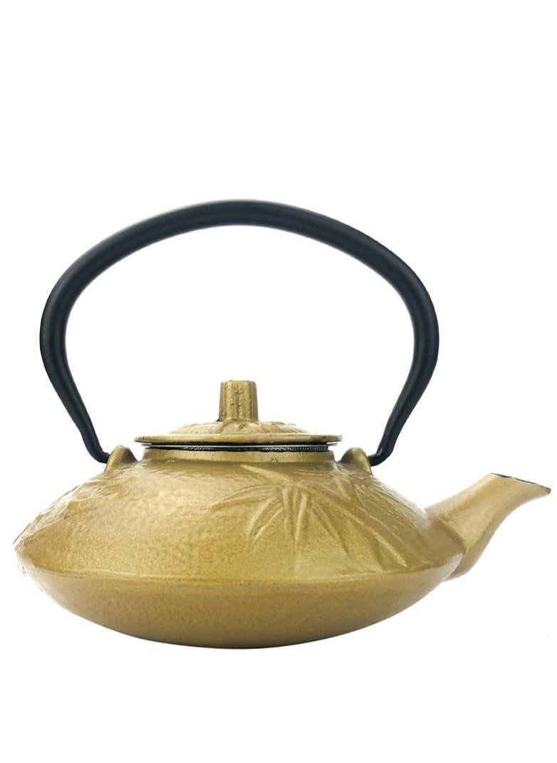 Tealand - Tea Lovers Delight Stylish and Functional Cast Iron Teapot with Infuser for Loose Leaf and Tea Bags 0.65L Gold - Image 1