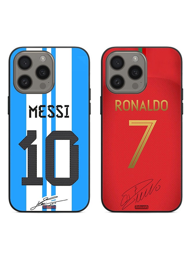 Tolwak Two Cases For Apple iPhone 15 Pro Max Protective Covers Ronaldo 7 and Messi 10  - Image 1