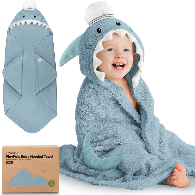 KeaBabies Organic Baby Towel with Hood for Girls, Boys - Soft, Absorbent, 100% Cotton Hooded Baby Towels for Newborns, Infants, Large Hooded Bath Towels for Babies, Kids, Toddler 1-3 (Skipper) - Image 1
