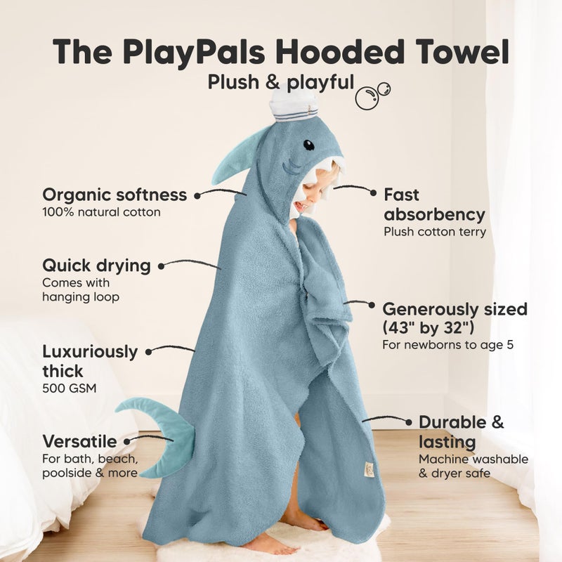 KeaBabies Organic Baby Towel with Hood for Girls, Boys - Soft, Absorbent, 100% Cotton Hooded Baby Towels for Newborns, Infants, Large Hooded Bath Towels for Babies, Kids, Toddler 1-3 (Skipper) - Image 3