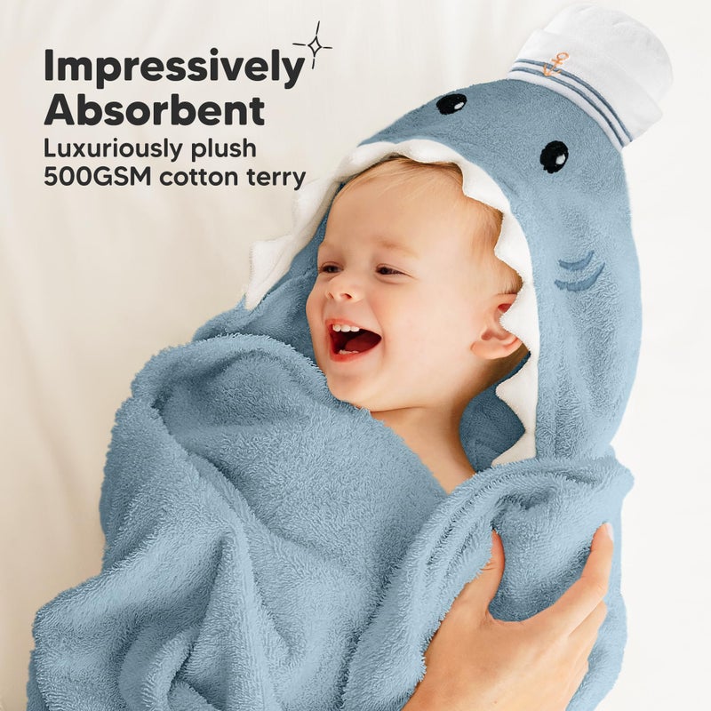 KeaBabies Organic Baby Towel with Hood for Girls, Boys - Soft, Absorbent, 100% Cotton Hooded Baby Towels for Newborns, Infants, Large Hooded Bath Towels for Babies, Kids, Toddler 1-3 (Skipper) - Image 5