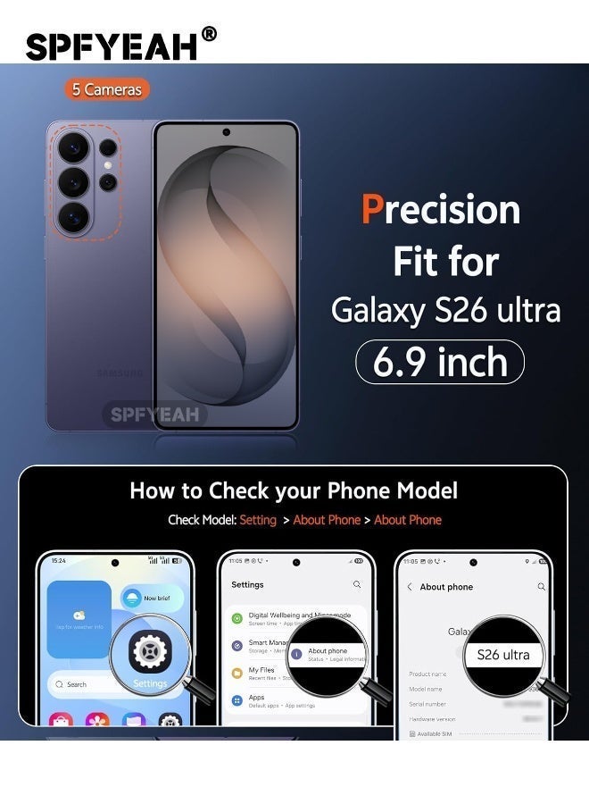 SPFYEAH Samsung Galaxy S26 Ultra Case with HD Tempered Glass Screen Protector, MagSafe-Compatible Rugged Shockproof Cover, Anti-Yellowing Clear Bumper Case, Anti-Scratch & Anti-Fingerprint Design (Clear Magnetic) - Image 2
