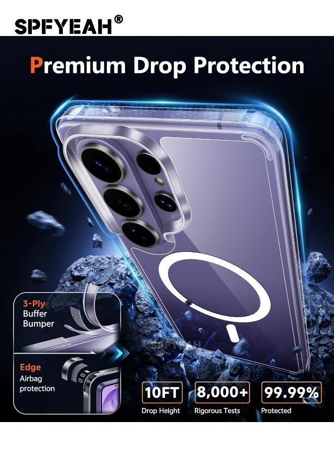 SPFYEAH Samsung Galaxy S26 Ultra Case with HD Tempered Glass Screen Protector, MagSafe-Compatible Rugged Shockproof Cover, Anti-Yellowing Clear Bumper Case, Anti-Scratch & Anti-Fingerprint Design (Clear Magnetic) - Image 5