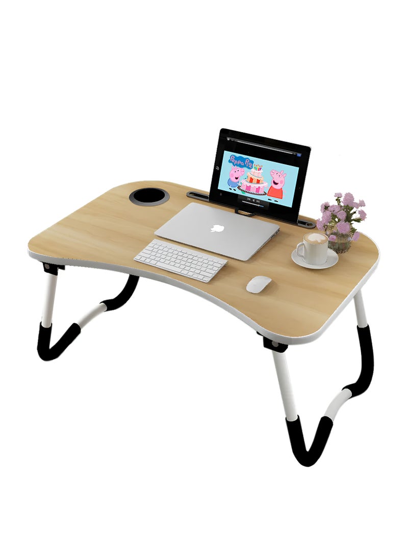 Folding Bed Laptop Table With Cup Holder Assorted Color 60x40x28cm - Image 1