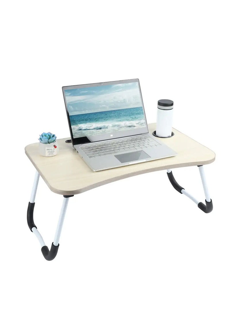 Folding Bed Laptop Table With Cup Holder Assorted Color 60x40x28cm - Image 2