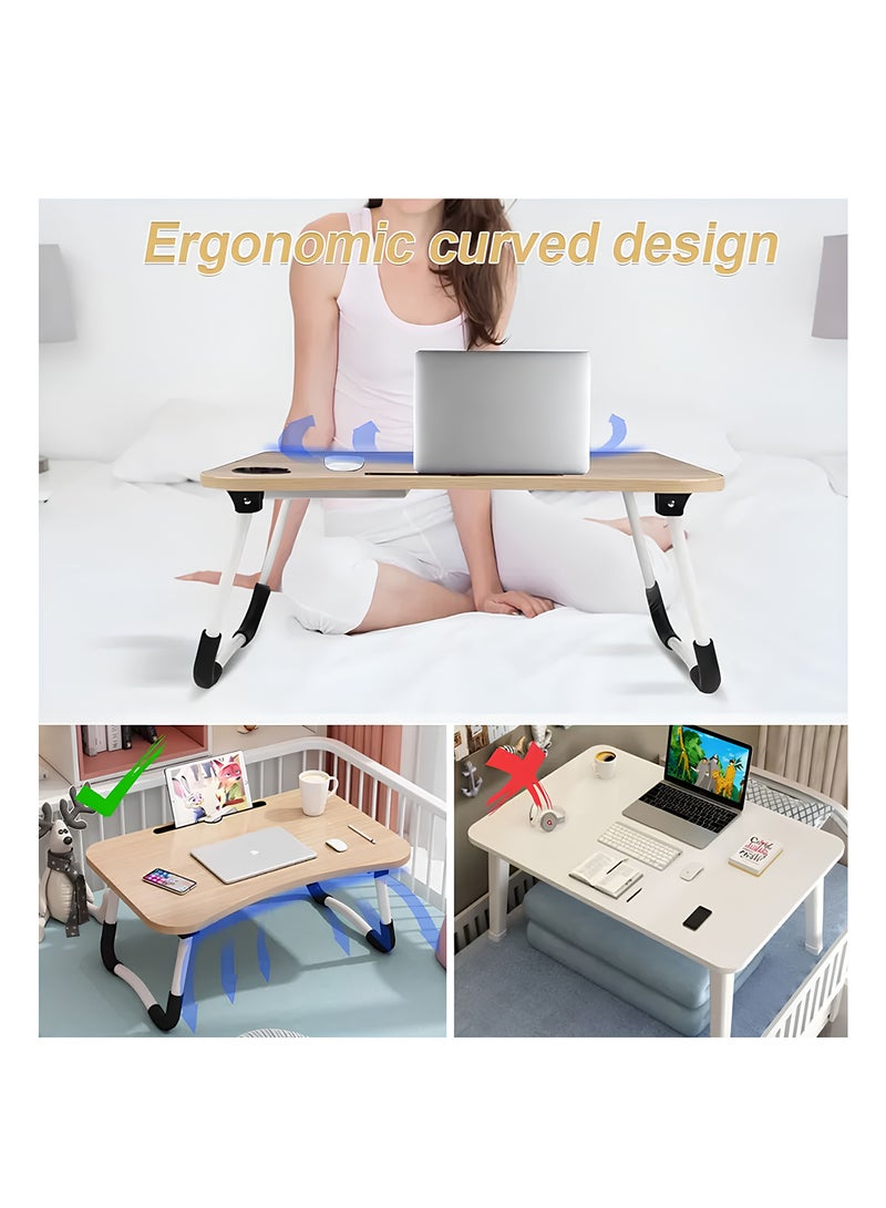 Folding Bed Laptop Table With Cup Holder Assorted Color 60x40x28cm - Image 5