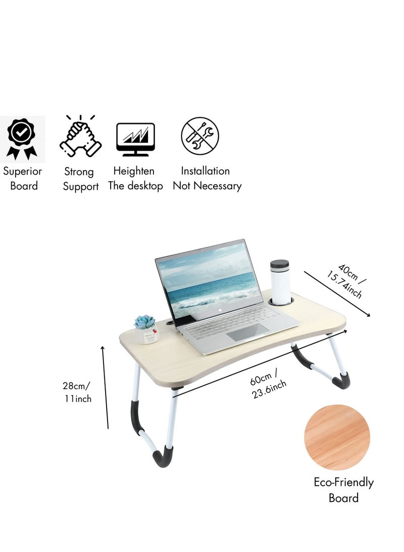Folding Bed Laptop Table With Cup Holder Assorted Color 60x40x28cm - Image 3