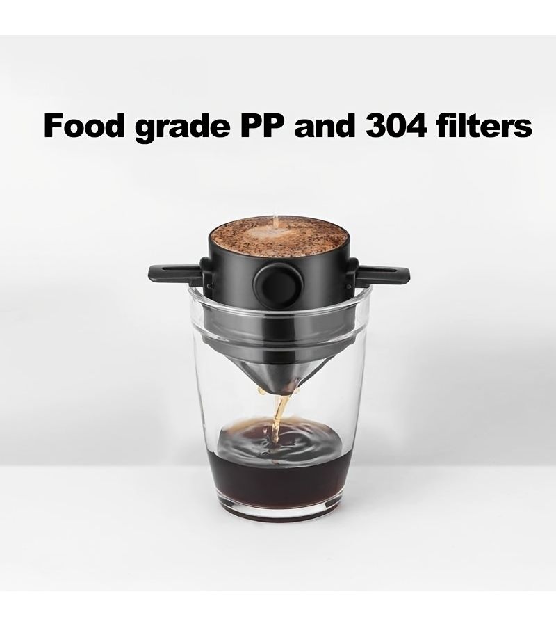 304 Stainless Steel Portable Coffee Filter Cup With Double Layer Strainer White - Image 4