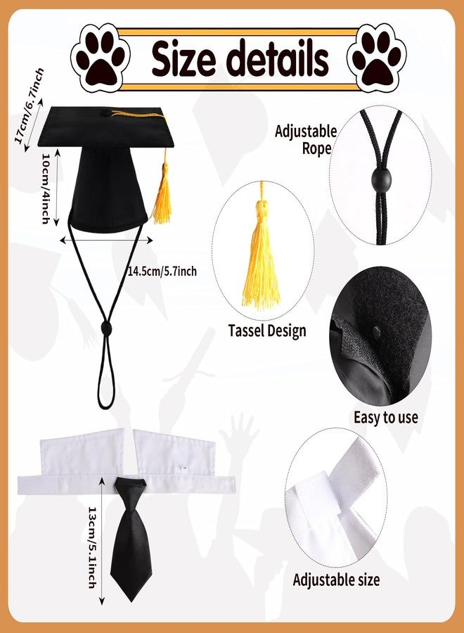 FOIMAS Dog Graduation Hats,Pet Graduation Caps Adjustable with Yellow Tassel and Necktie Collar for Dog Cat Graduation Hats Costume Accessory - Image 2