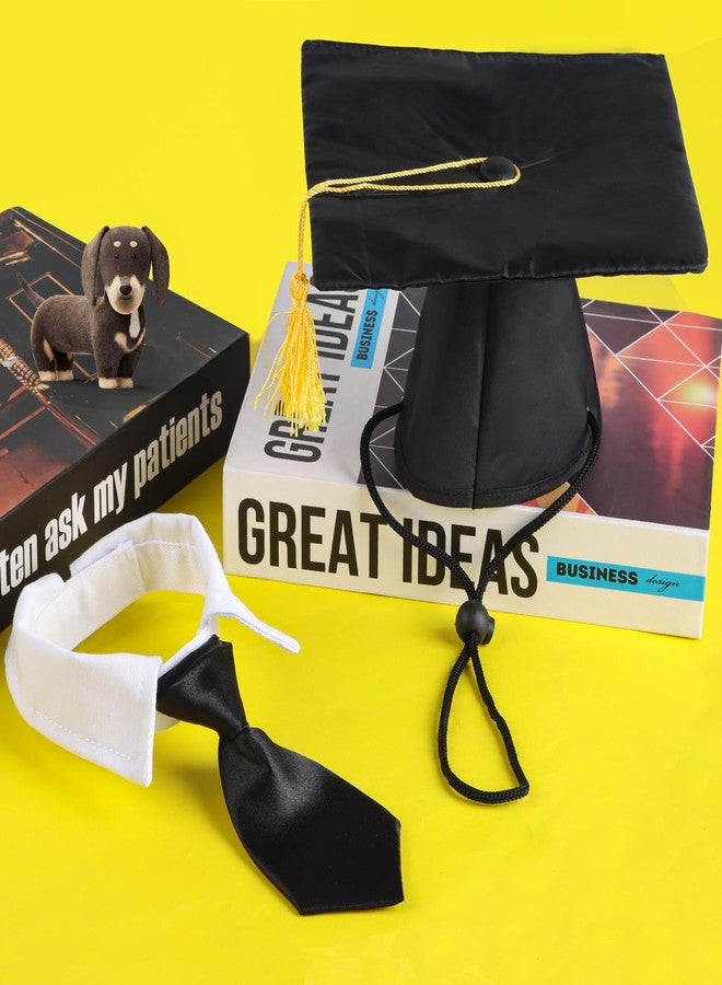 FOIMAS Dog Graduation Hats,Pet Graduation Caps Adjustable with Yellow Tassel and Necktie Collar for Dog Cat Graduation Hats Costume Accessory - Image 3