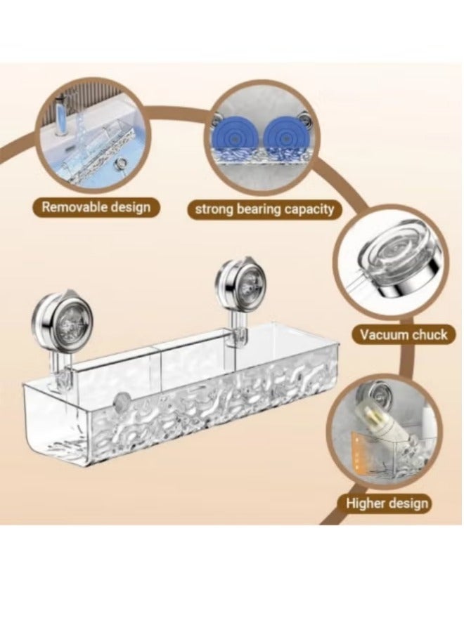 Wall-Mounted Bathroom Shower Caddy, Powerful Suction Cup Style Organizer with 4 Hooks, Large Capacity Strong Load-Bearinghanging Bathroom Storage Shelf, No Drilling,Rustproof Durable Pet Bathroom Organizer Shelves for Bathroom, Dorm, Toilet, Kitchen - Image 5